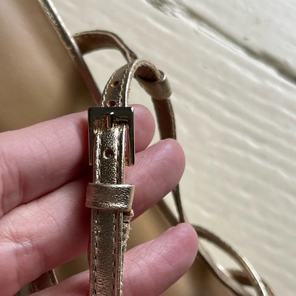 NEW Reformation Metallic Gold Ava Wedge Espadrille Sandal Size 10 - Picture 4 of 11